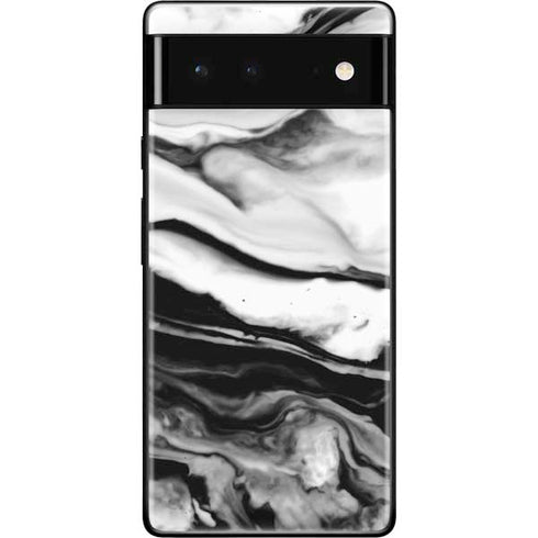 Black and White Marble Ink Google Pixel 6 Skin
